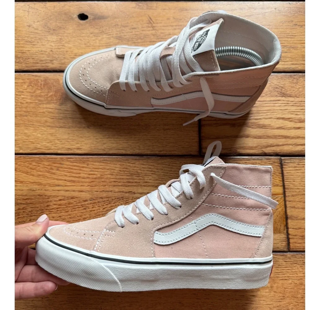 Vans Sk8-Hi Sneakers Womens 8 Peach Pink High Top Suede Canvas Classic Shoes